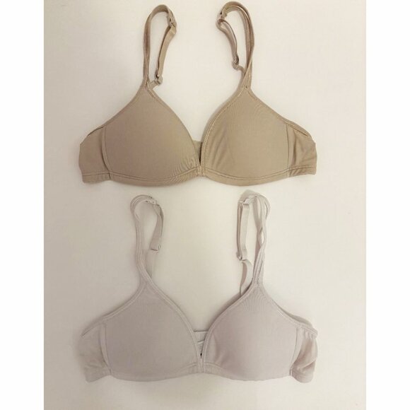 (2) Tween Bee Full Coverage Soft Cup Bras - White & Natural, 32AA - Picture 1 of 5